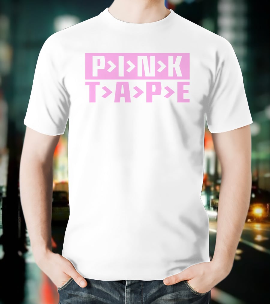 PINK TAPE Arrow Typography T-Shirt