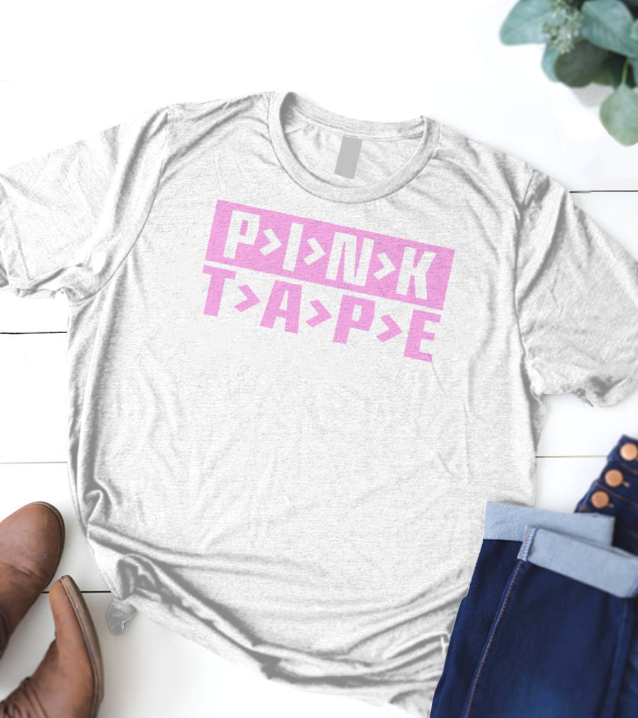PINK TAPE Arrow Typography T-Shirt