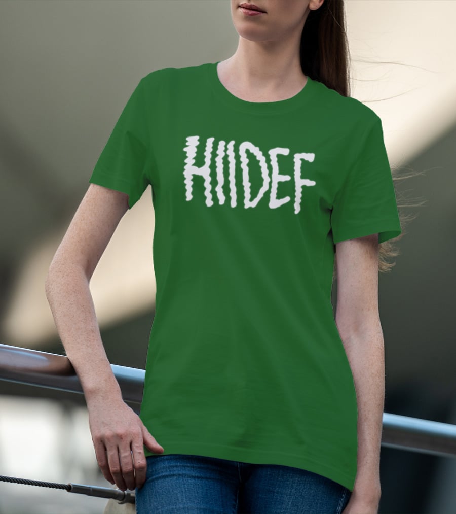Hdi Hiidef White Text On Green Background T-Shirt