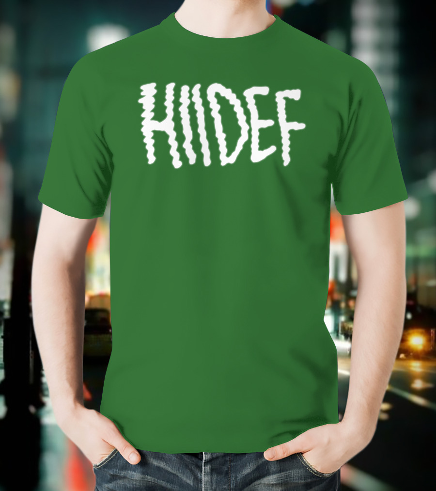 Hdi Hiidef White Text On Green Background T-Shirt