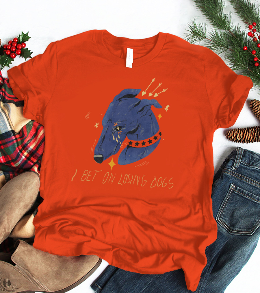Galactix I Bet On Losing Dogs Blue Greyhound With Stars And Arrows T-Shirt