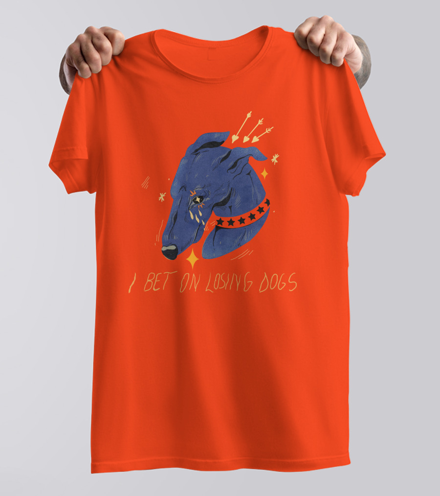 Galactix I Bet On Losing Dogs Blue Greyhound With Stars And Arrows T-Shirt