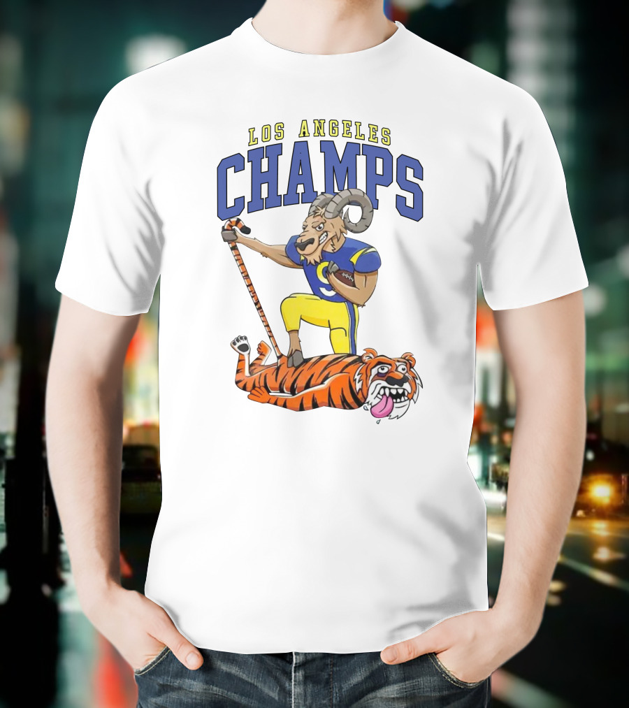 Los Angeles Champs Ram And Tiger Iconic Rivalry T-Shirt