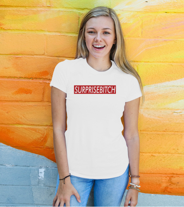 SURPRISEBITCH Bold Statement Red Block Lettering T-Shirt