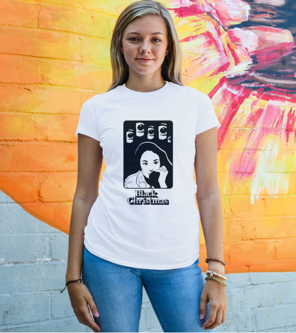 Black Christmas Woman With Multiple Eye Gaze T-Shirt