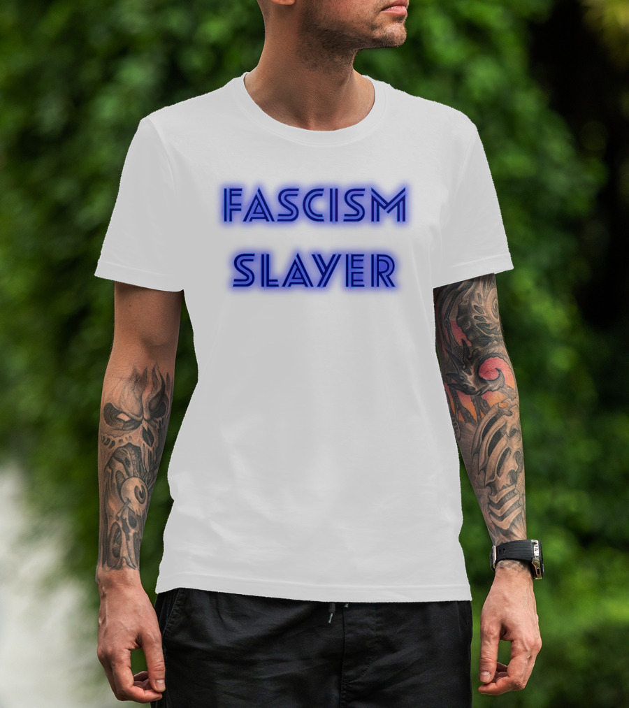 Fascism Slayer Neon Electro Font Styling T-Shirt