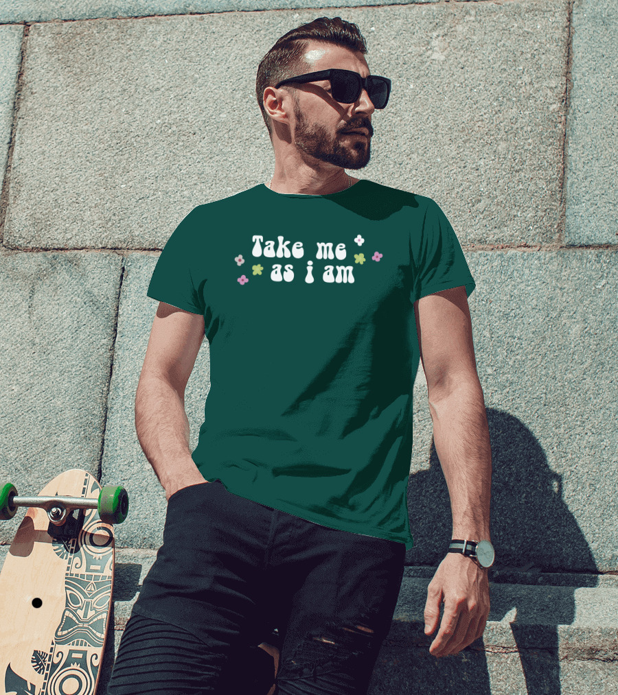 Take Me As I Am Flower Motif T-Shirt