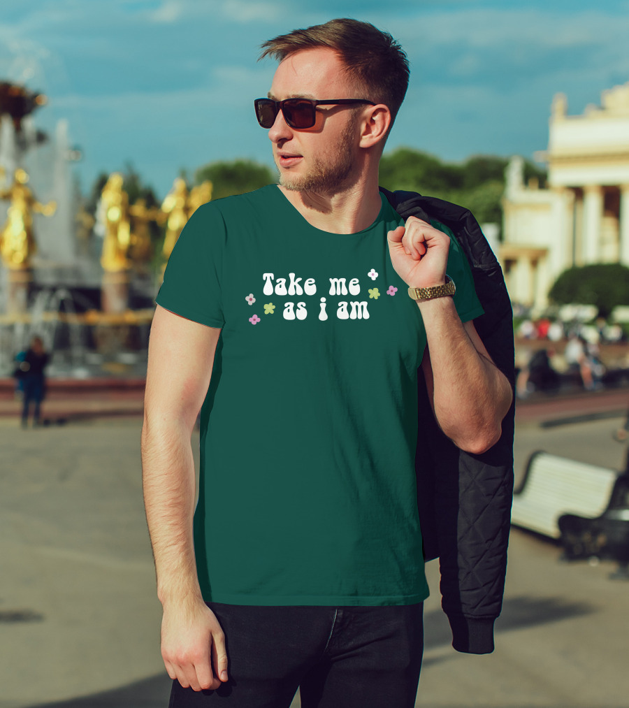 Take Me As I Am Flower Motif T-Shirt