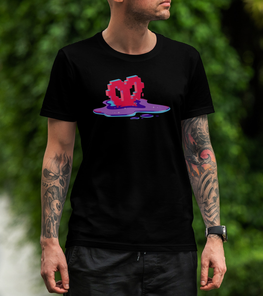 Void Heart Pixel Art Melting Pool T-Shirt