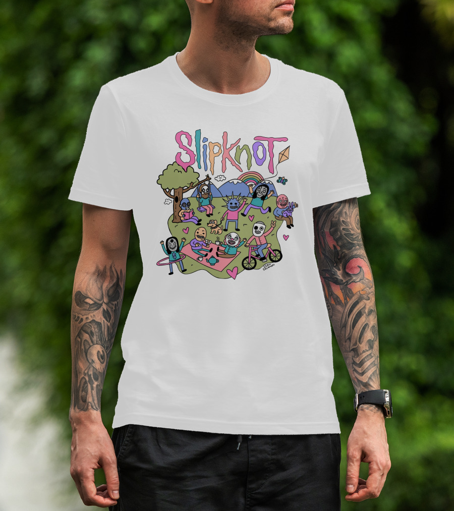 Slipknot Cute Cartoon Characters Park Scene T-Shirt