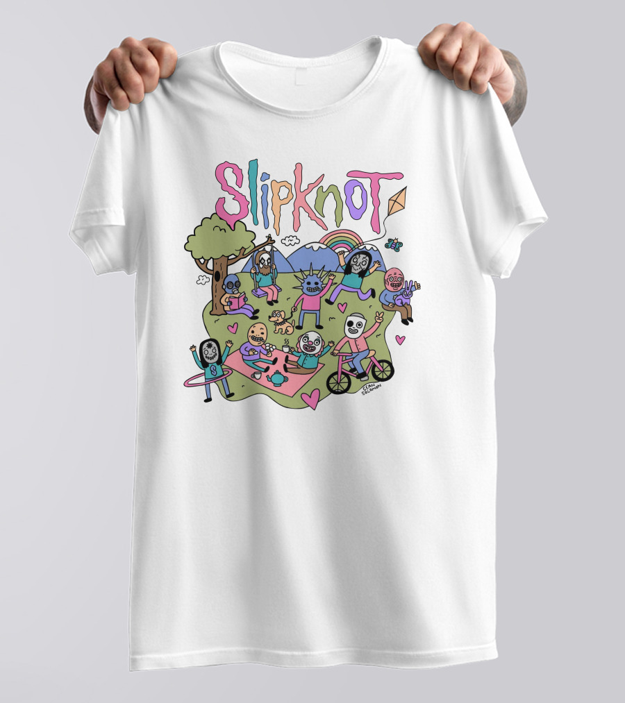 Slipknot Cute Cartoon Characters Park Scene T-Shirt