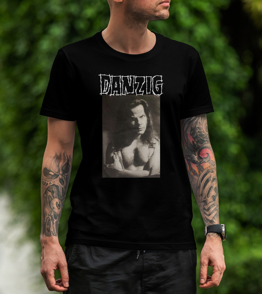 Danzig Glenn Danzig Evil Muscular Black And White Photo T-Shirt