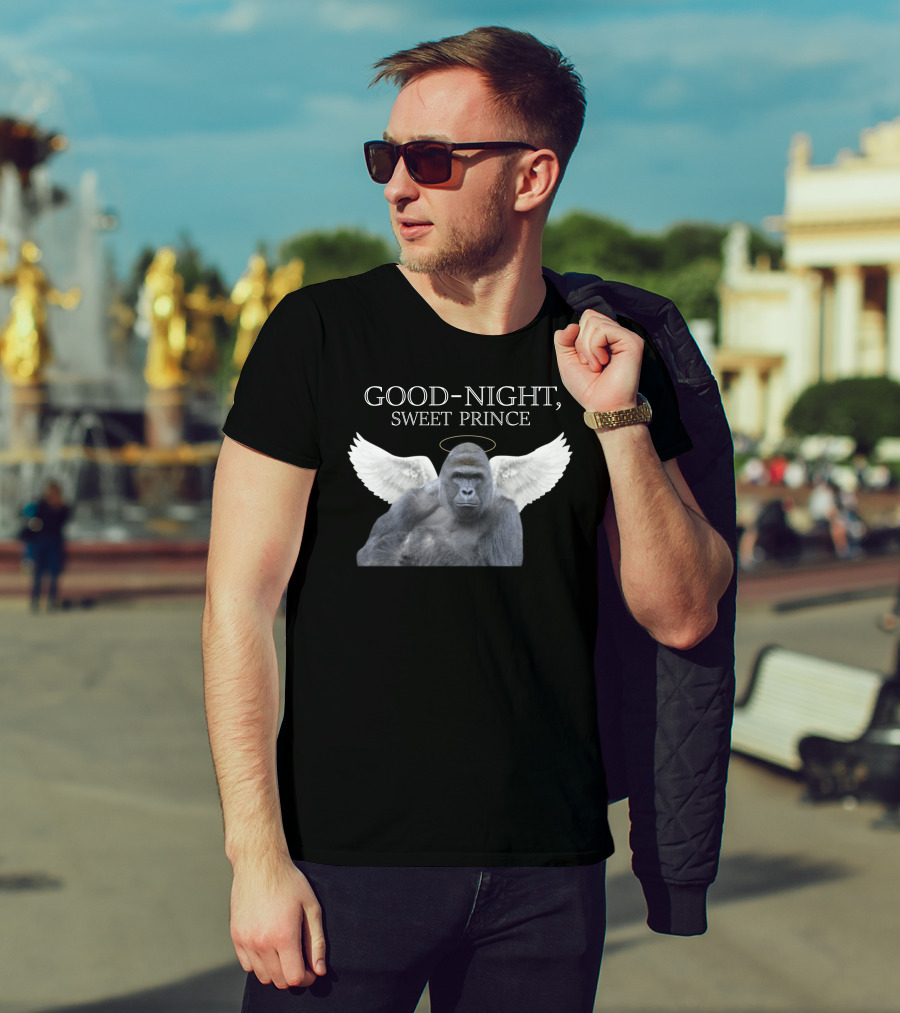 Good Night Sweet Prince Winged Gorilla Halo Memorial T-Shirt