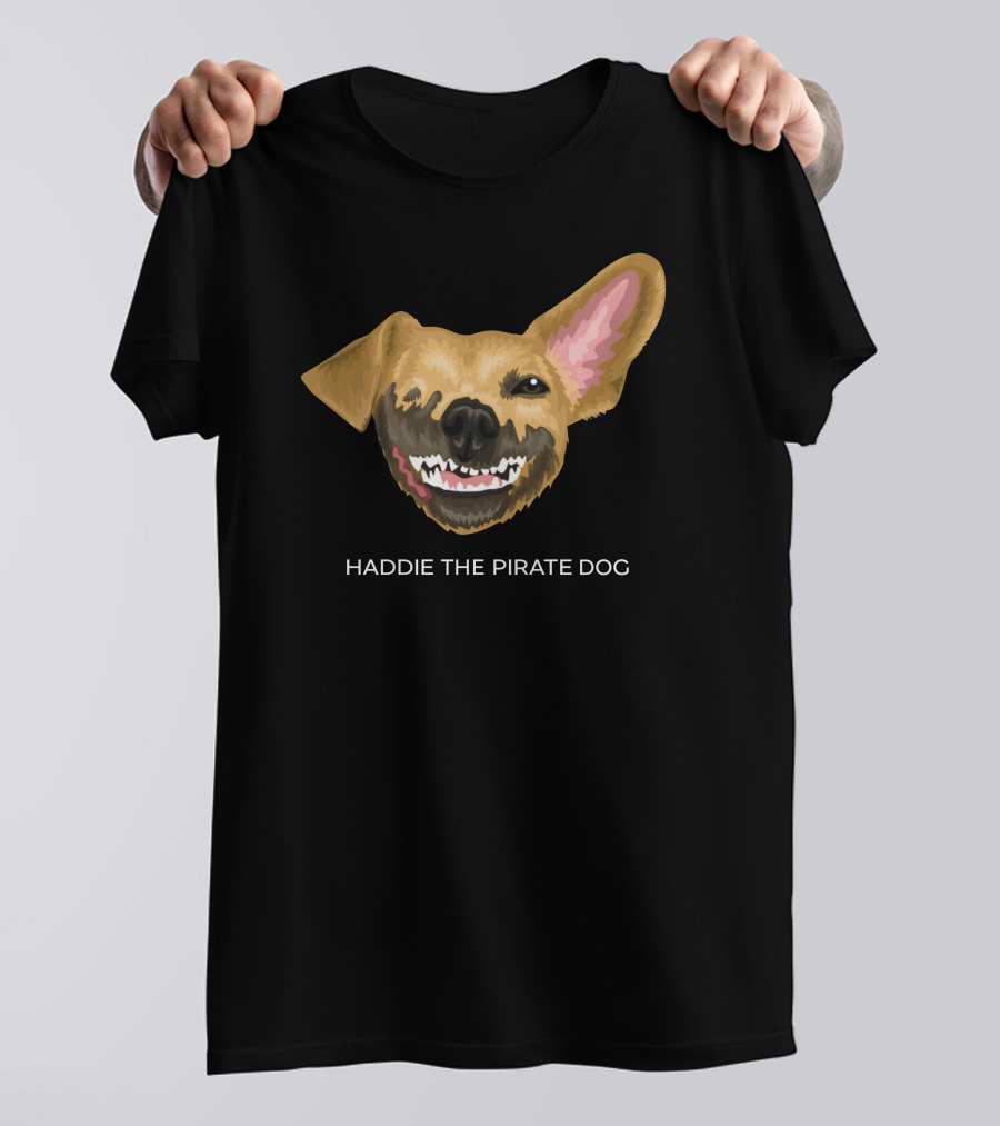 Haddie The Pirate Dog Mischievous Canine With Eye Patch And Toothsome Grin T-Shirt