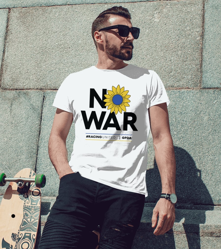 F1 Drivers No War Sunflower RacingUnited GPDA T-Shirt