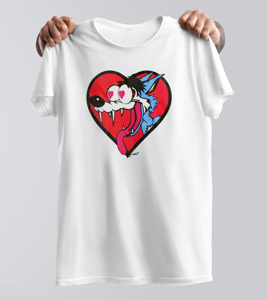 The Jesus Lizard Idiot Heart-Eyed Cartoon Wolf T-Shirt