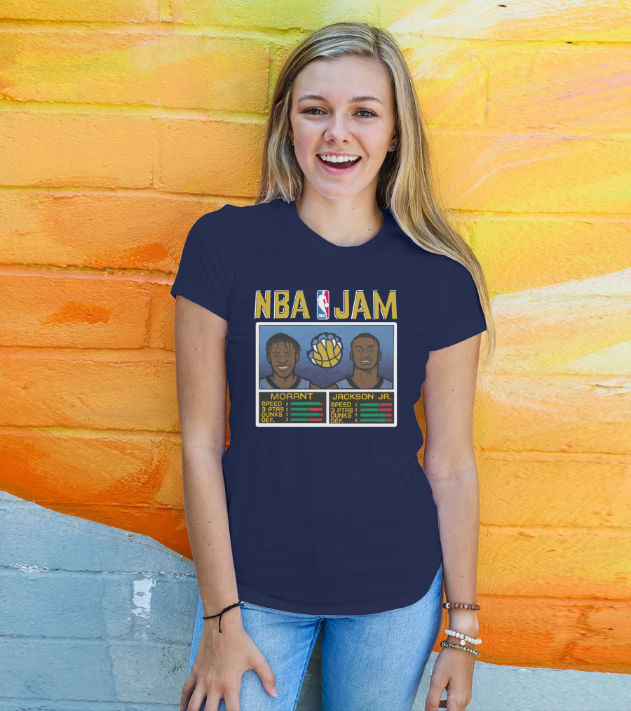 NBA Jam Morant Jackson Jr Player Stats Molly Morrison T-Shirt