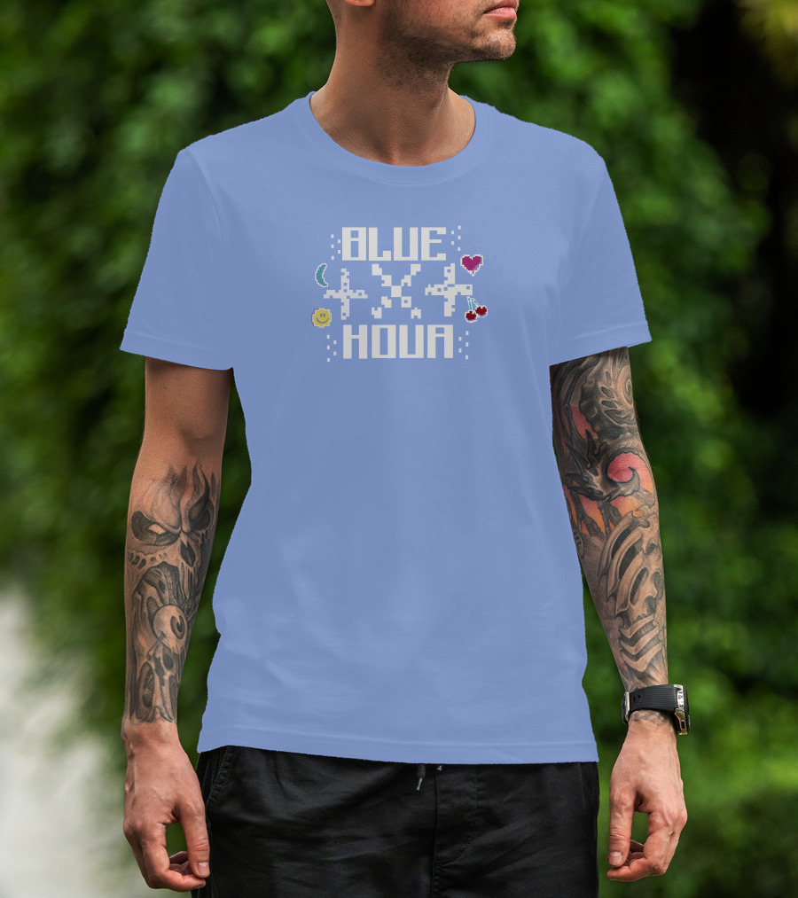 Liam Mcewan Blue Hour Pixel Art Design With Heart Moon Sun And Cherries T-Shirt