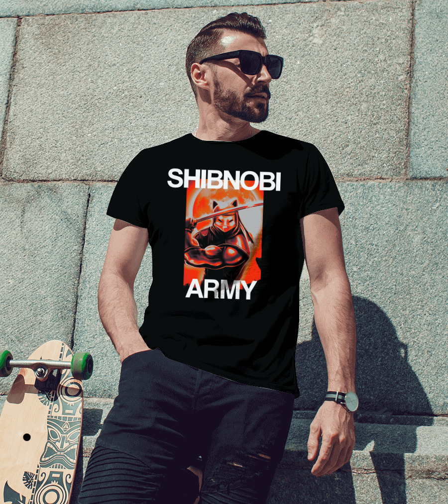 Shibnobi Army Shib Nobi Warrior Ninja Cat Moon T-Shirt
