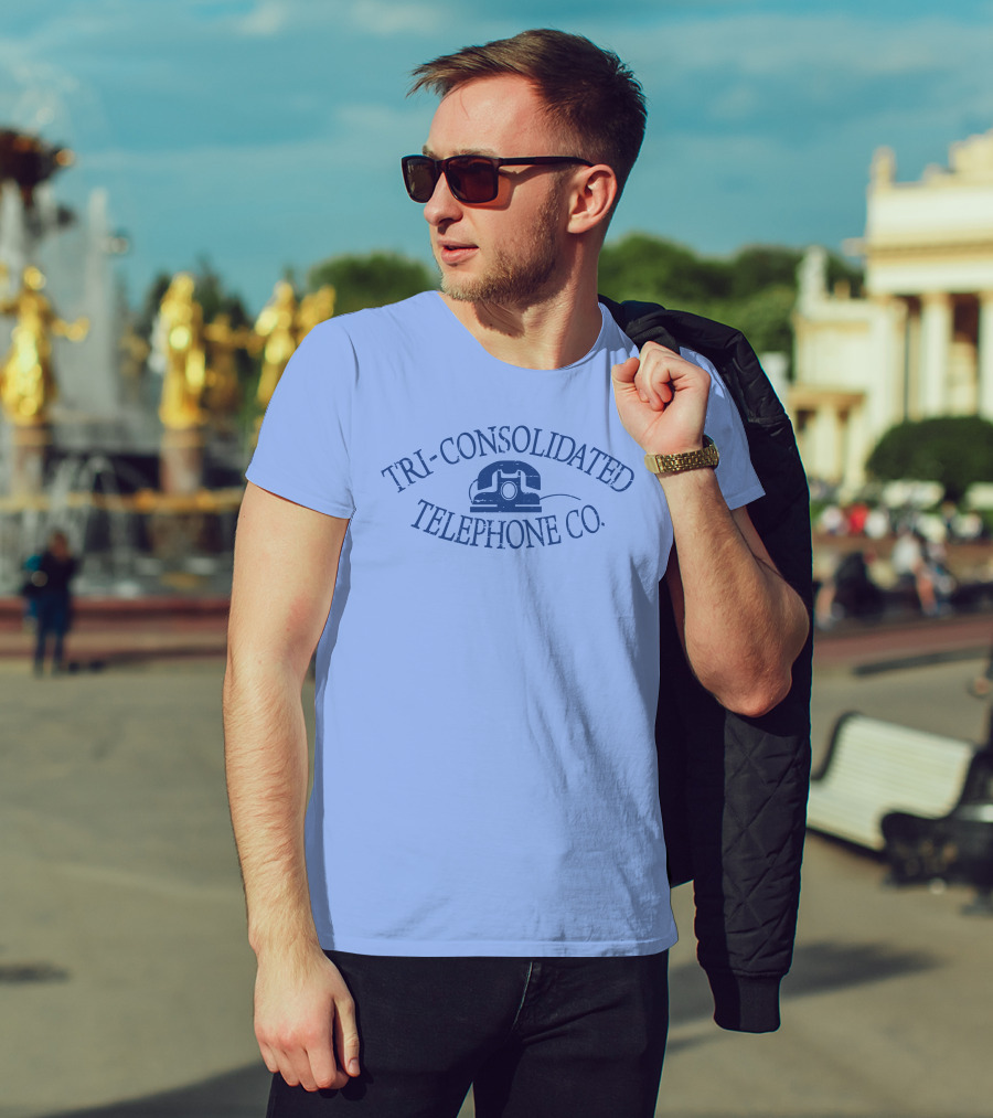 TRI-CONSOLIDATED TELEPHONE CO VINTAGE LOGO WITH RETRO TELEPHONE IMAGE T-Shirt