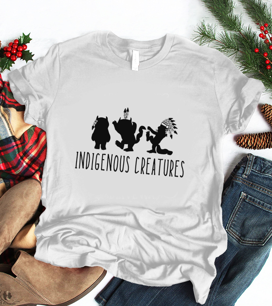INDIGENOUS CREATURES SILHOUETTE TRIO WITH ARROWS AND FEATHERS T-Shirt