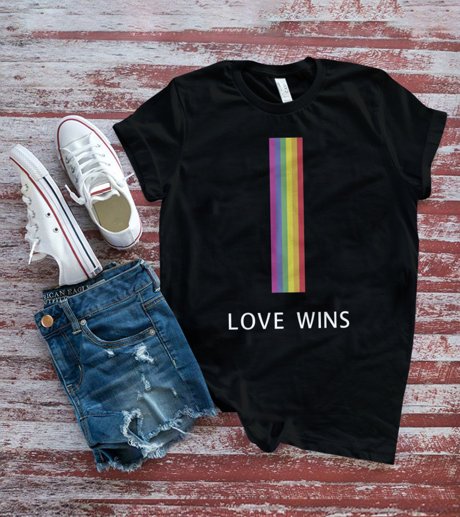 Love Wins Vertical Rainbow Pride T-Shirt