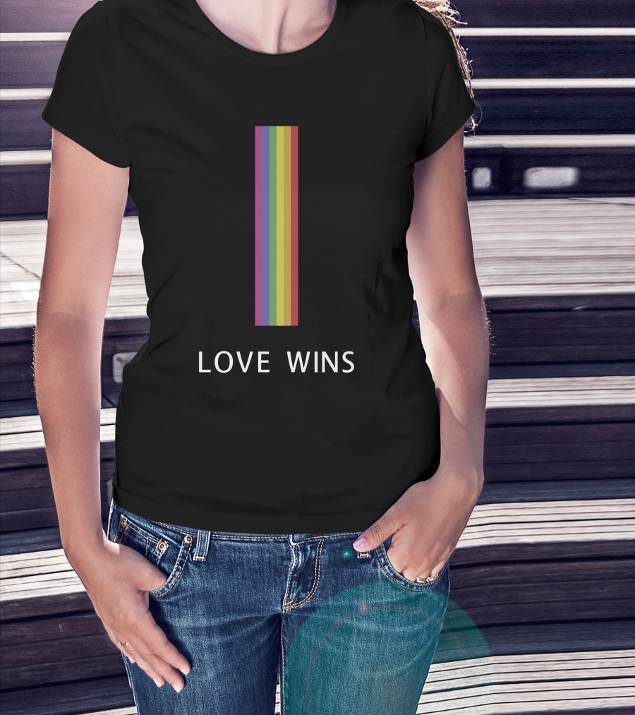 Love Wins Vertical Rainbow Pride T-Shirt