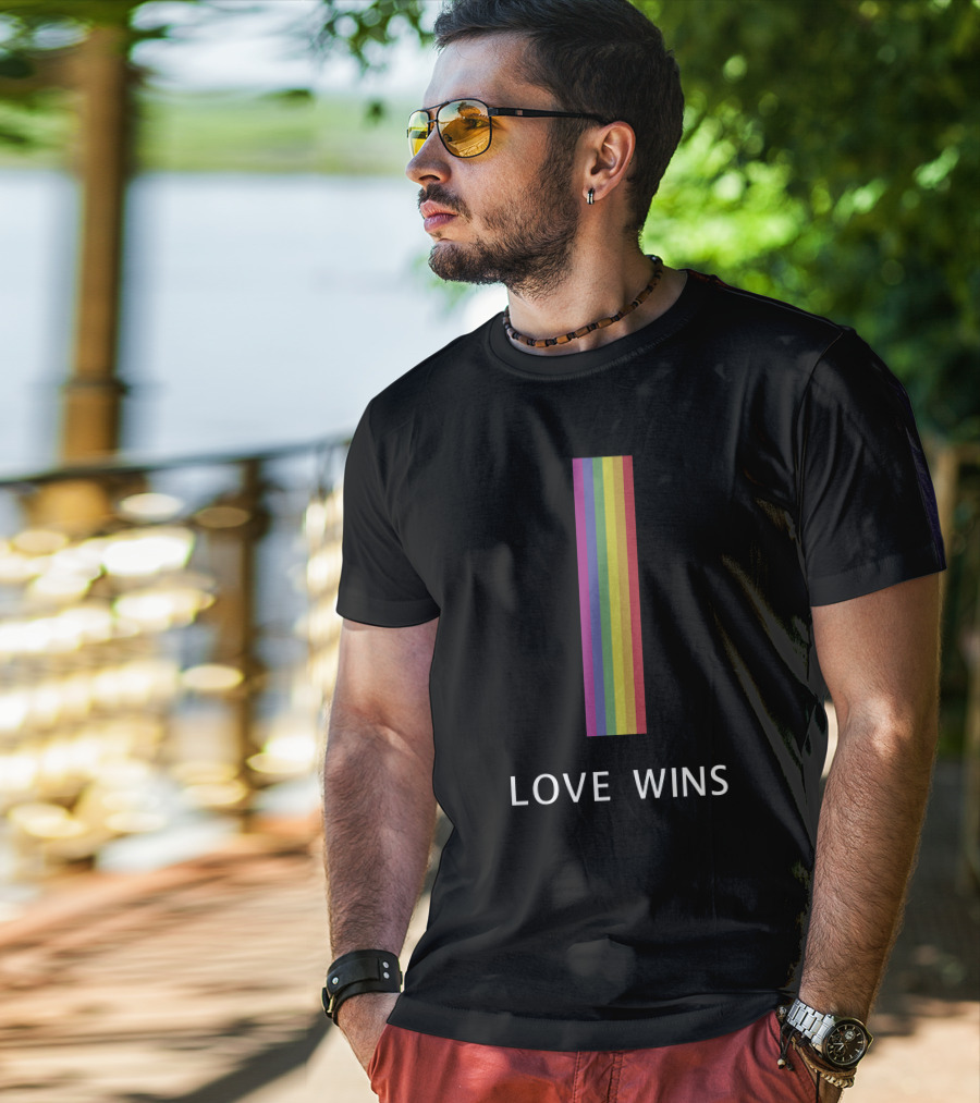 Love Wins Vertical Rainbow Pride T-Shirt