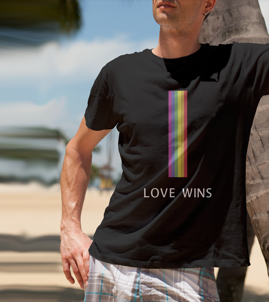 Love Wins Vertical Rainbow Pride T-Shirt