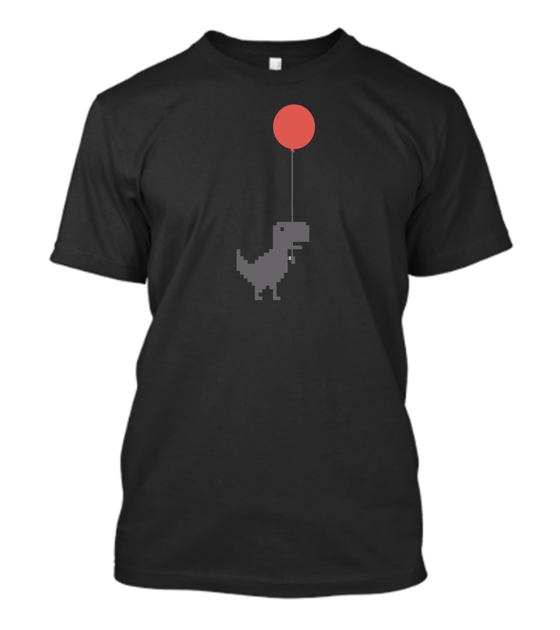 The Dino Balloon Pixel Art Dinosaur With Red Balloon T-Shirt