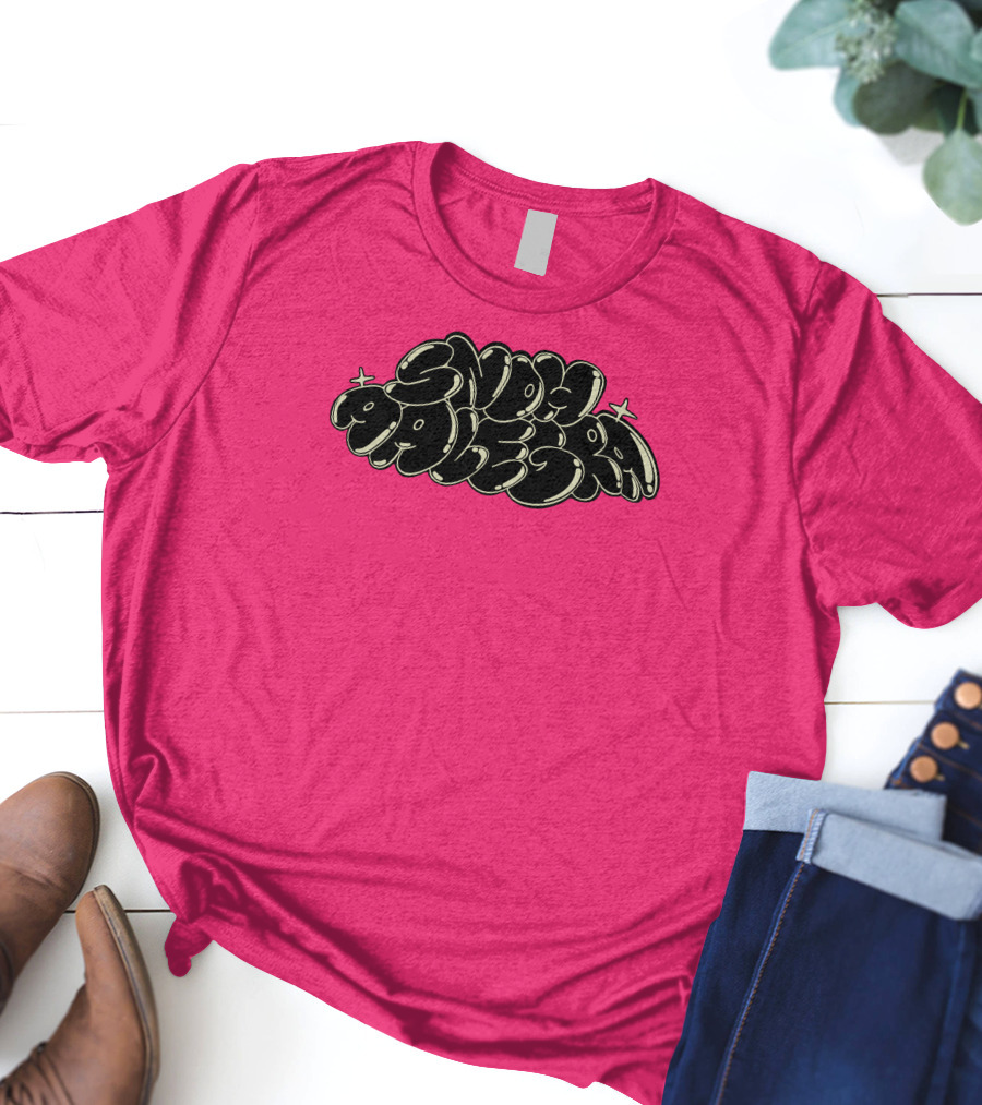Snoh Aalegra Bold Bubble Lettering On Bright Pink Background T-Shirt