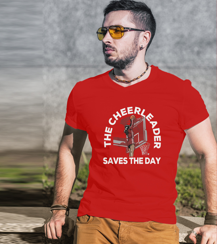 The Cheerleader Saves The Day Basketball Dunk Action T-Shirt