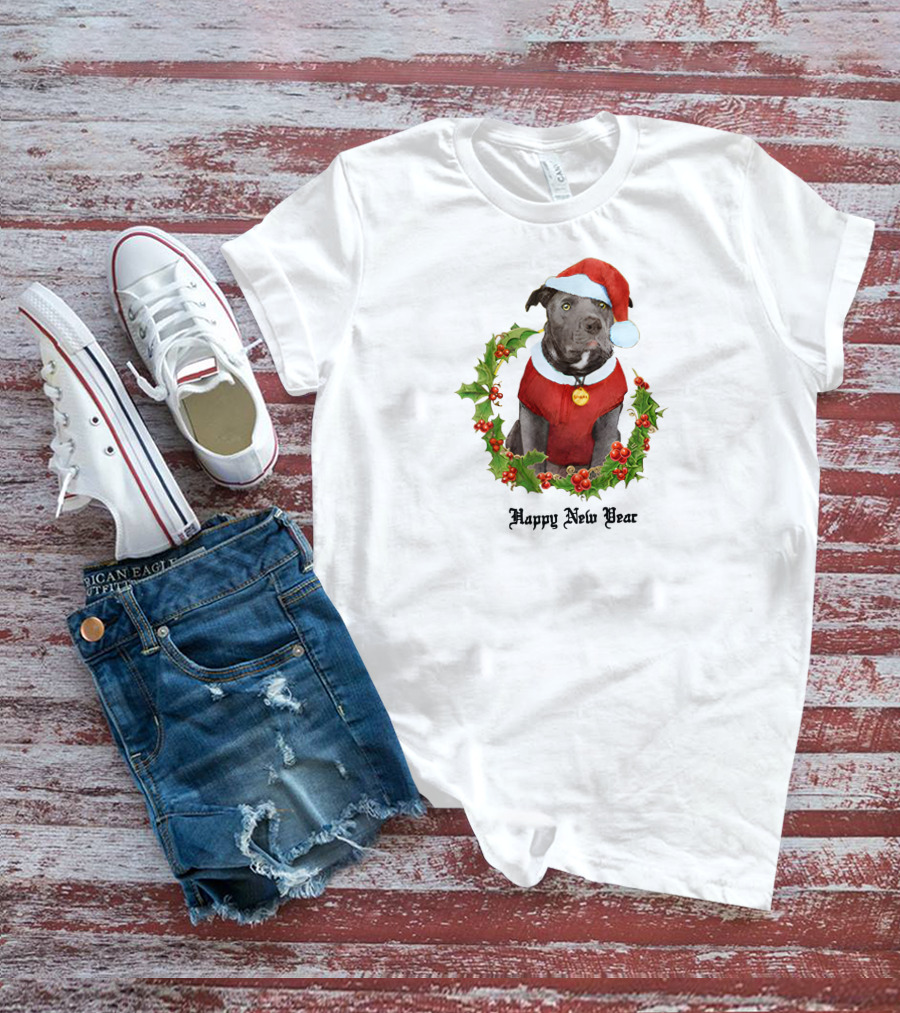 Santa Dog Happy New Year T-Shirt