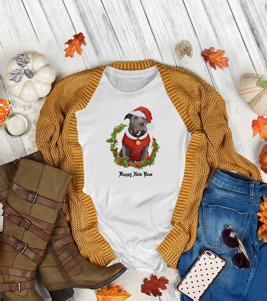 Santa Dog Happy New Year T-Shirt