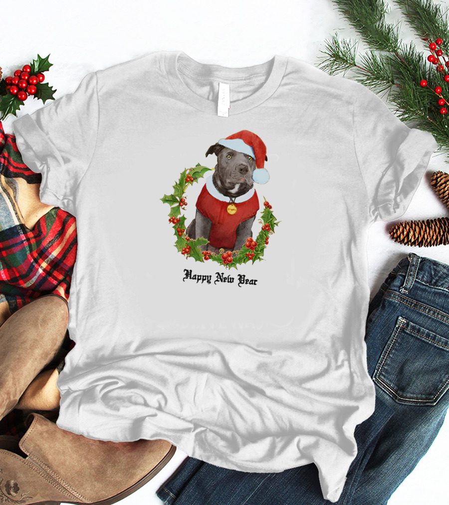 Santa Dog Happy New Year T-Shirt