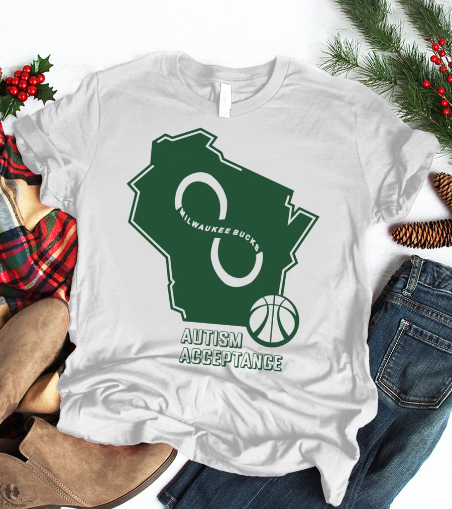 Milwaukee Bucks Autism Acceptance Infinity Symbol Basketball T-Shirt