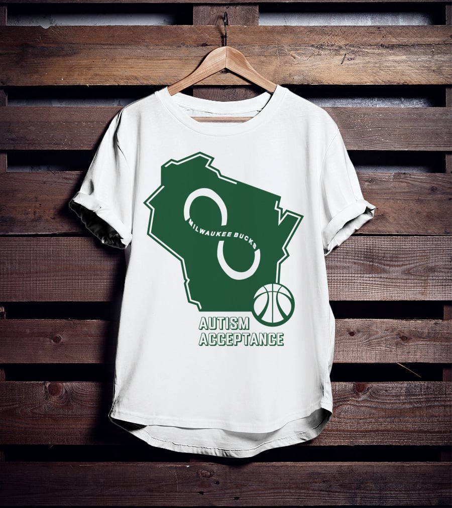 Milwaukee Bucks Autism Acceptance Infinity Symbol Basketball T-Shirt