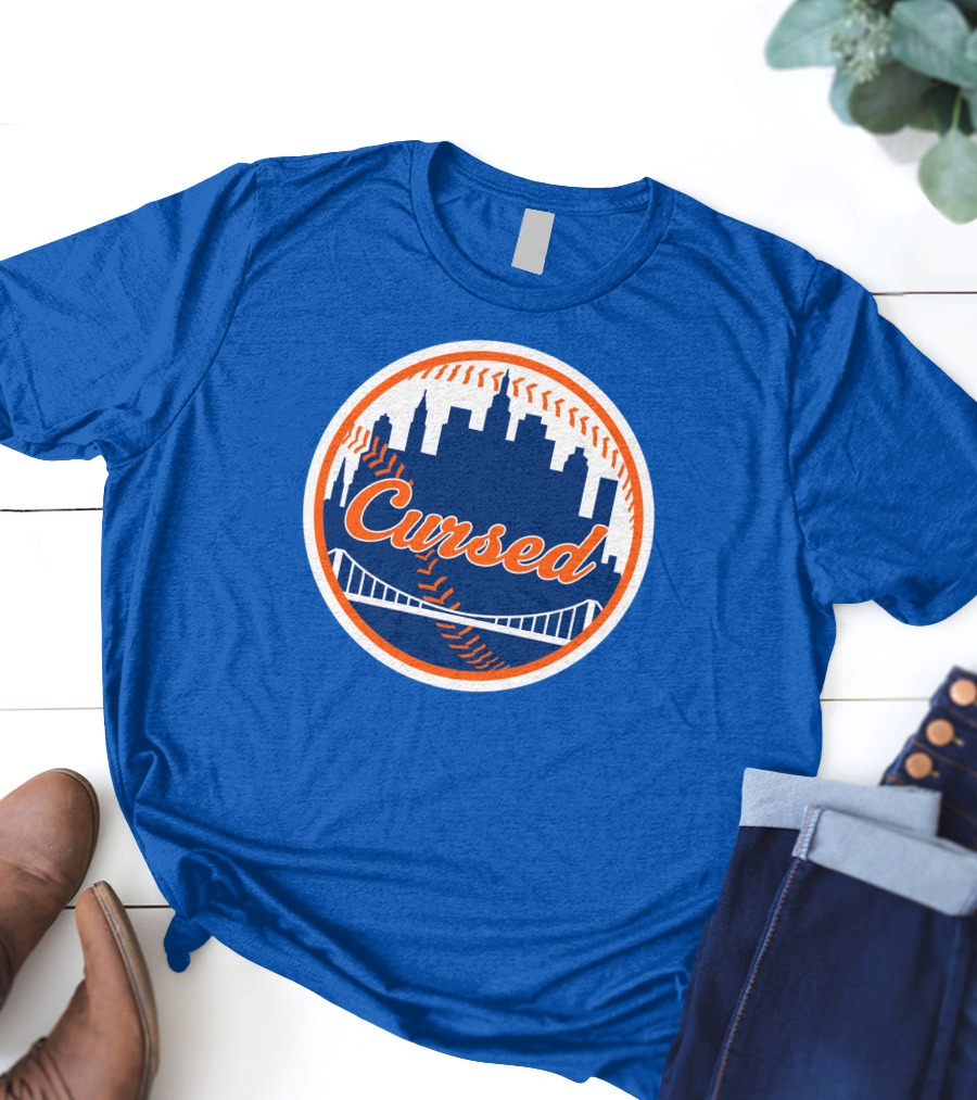 Cursed Mets Baseball Skyline Bridge T-Shirt