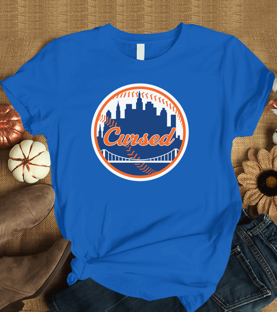 Cursed Mets Baseball Skyline Bridge T-Shirt