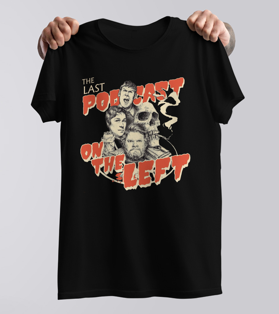 The Last Podcast On The Left Classic Logo With Illustrations And Skull T-Shirt