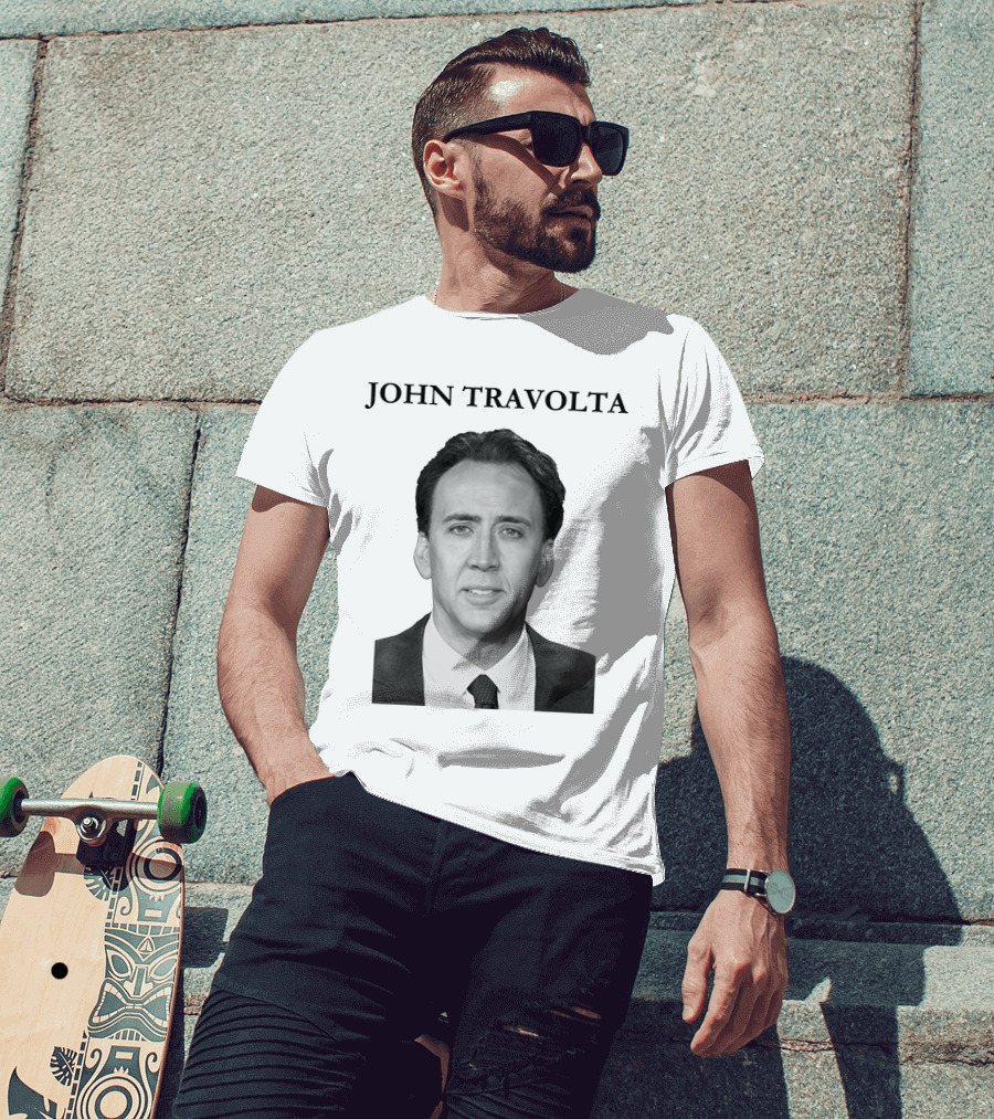 John Travolta Nicolas Cage Face Swap T-Shirt