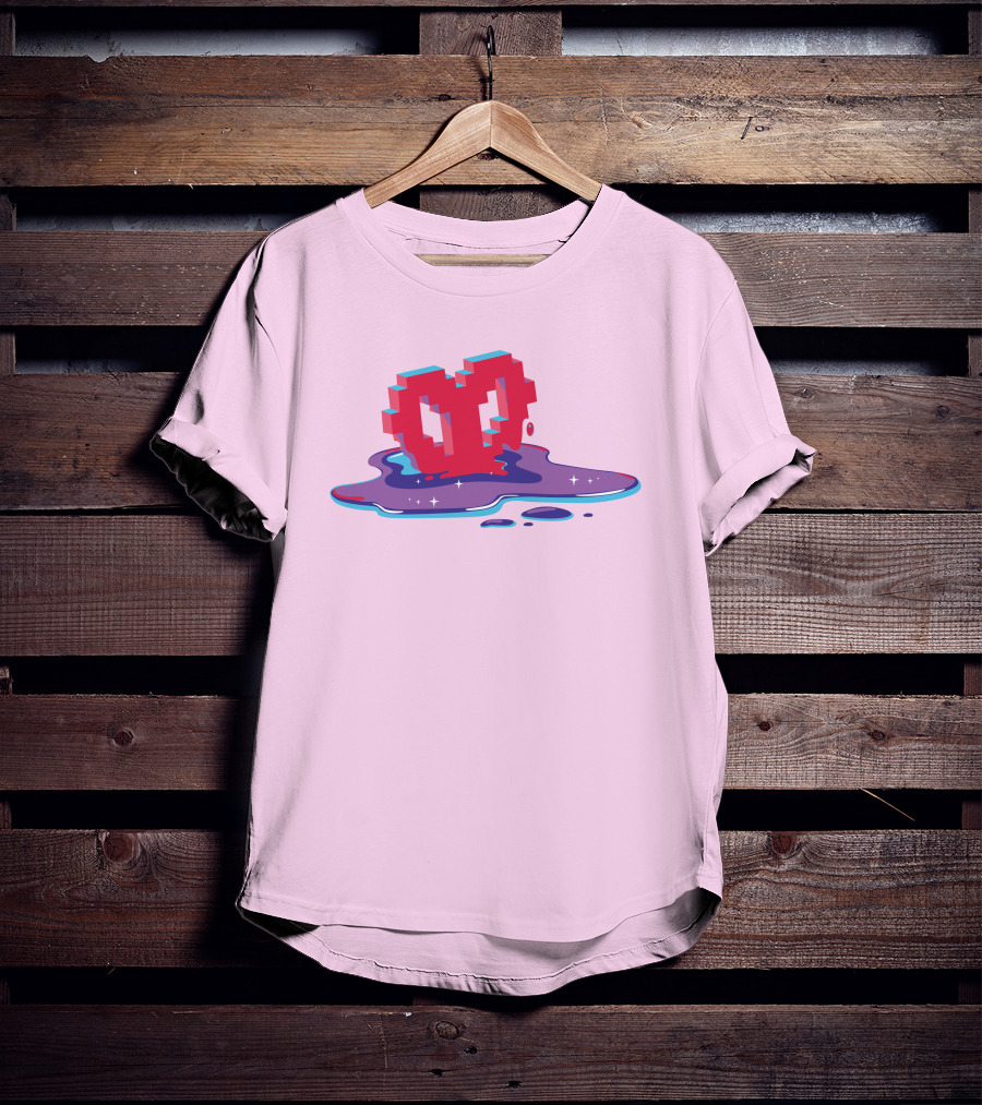 Heart Pixel Art Melting Design Philza Merch T-Shirt