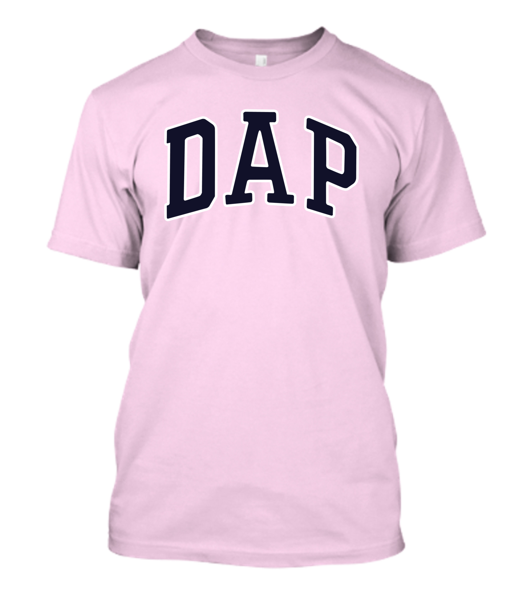 Dap College Style Athletic Lettering Pink Background T-Shirt