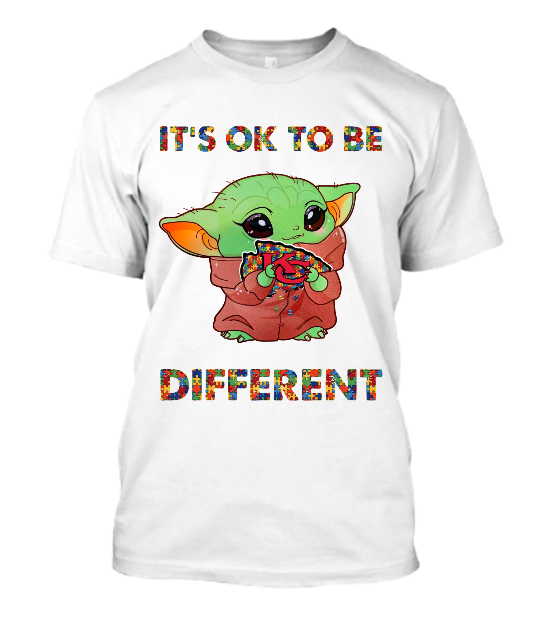 It's Ok To Be Different Kansas City Chiefs Baby Yoda Holding Kc T-Shirt