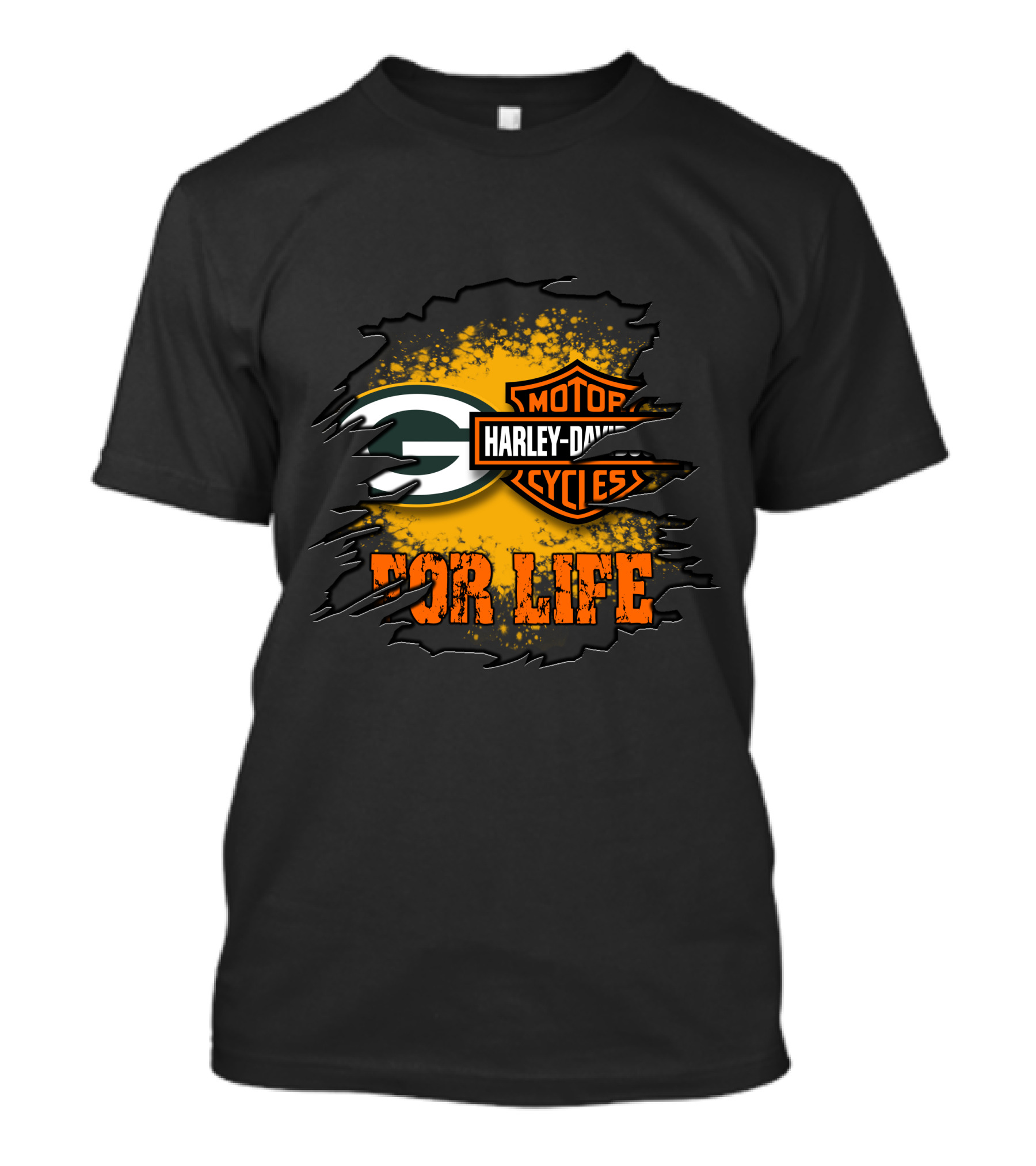 Green Bay Packers Harley Davidson For Life T-Shirt