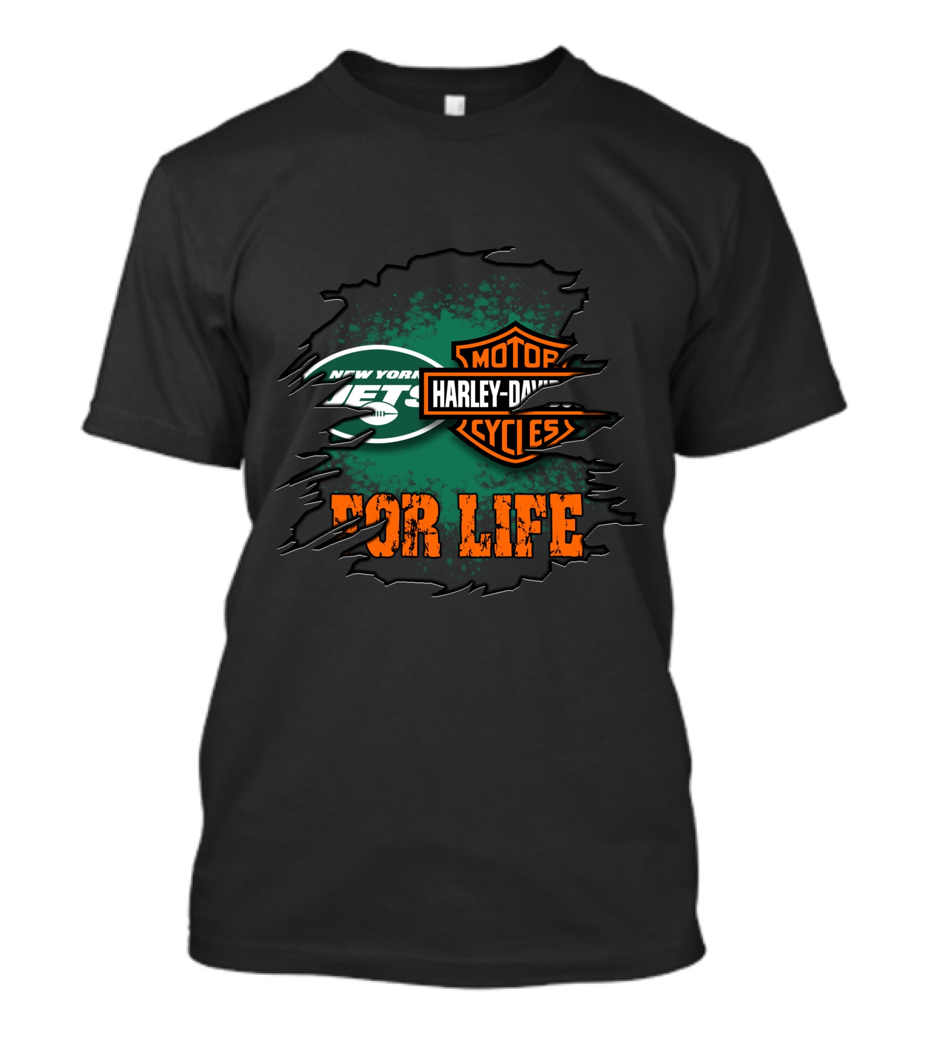 New York Jets Harley Davidson Motor Cycles For Life T-Shirt