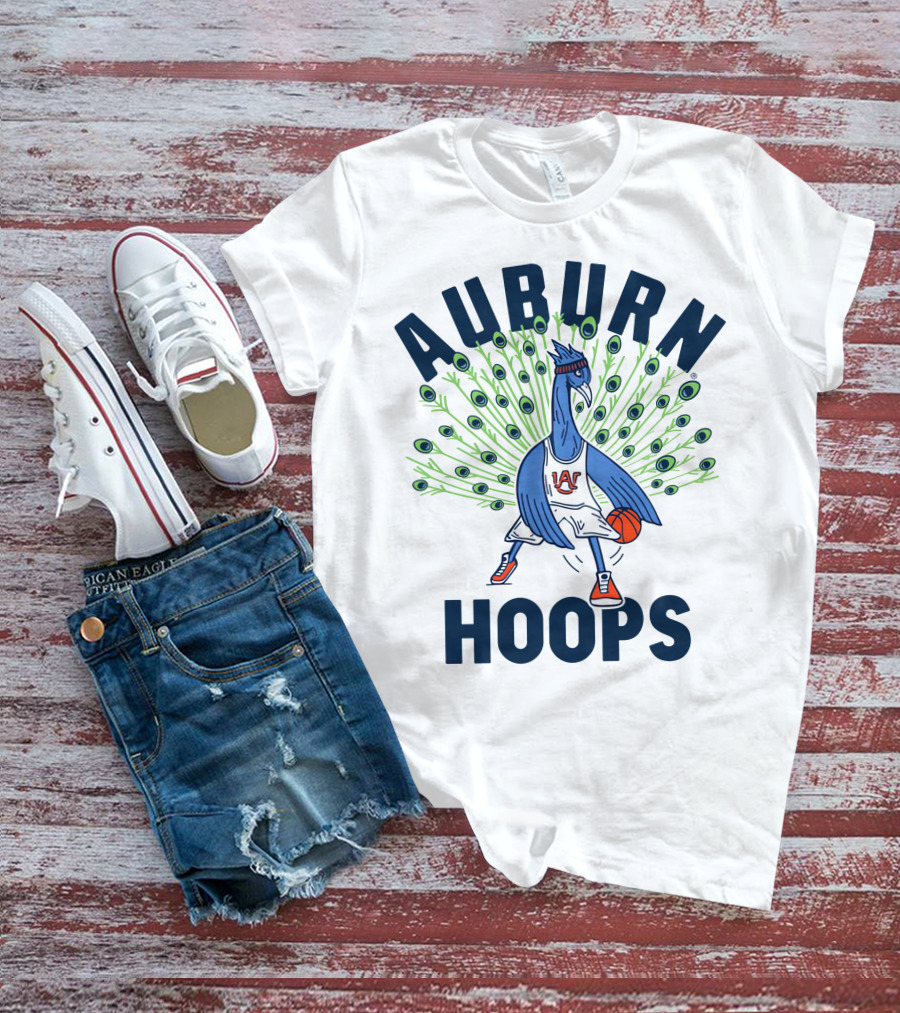 Auburn Hoops Peacock Basketball Sports T-Shirt