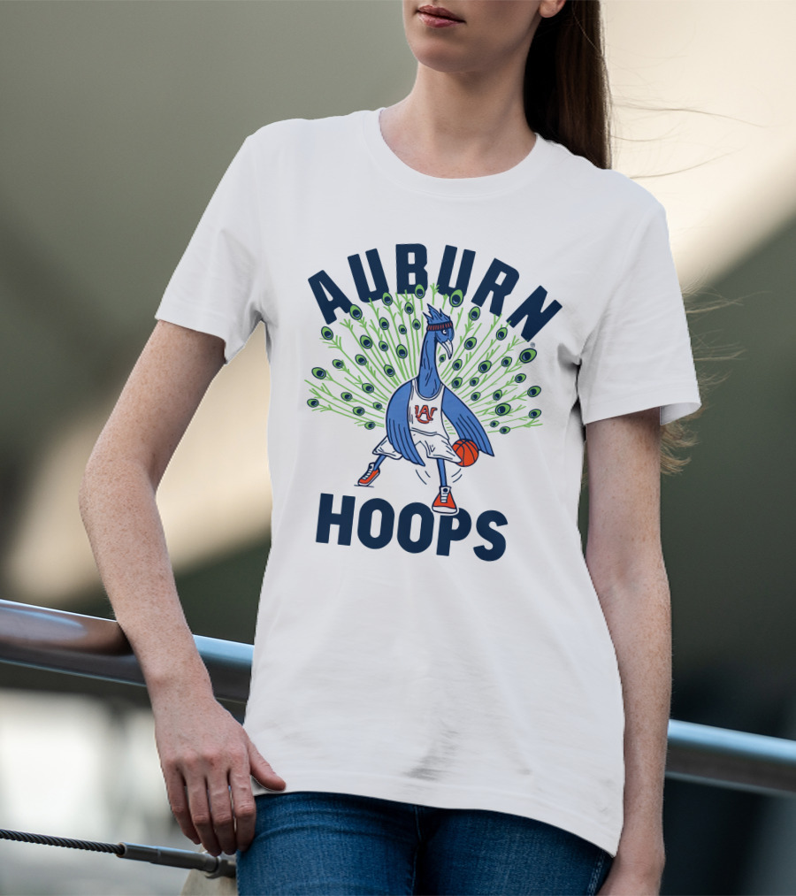 Auburn Hoops Peacock Basketball Sports T-Shirt