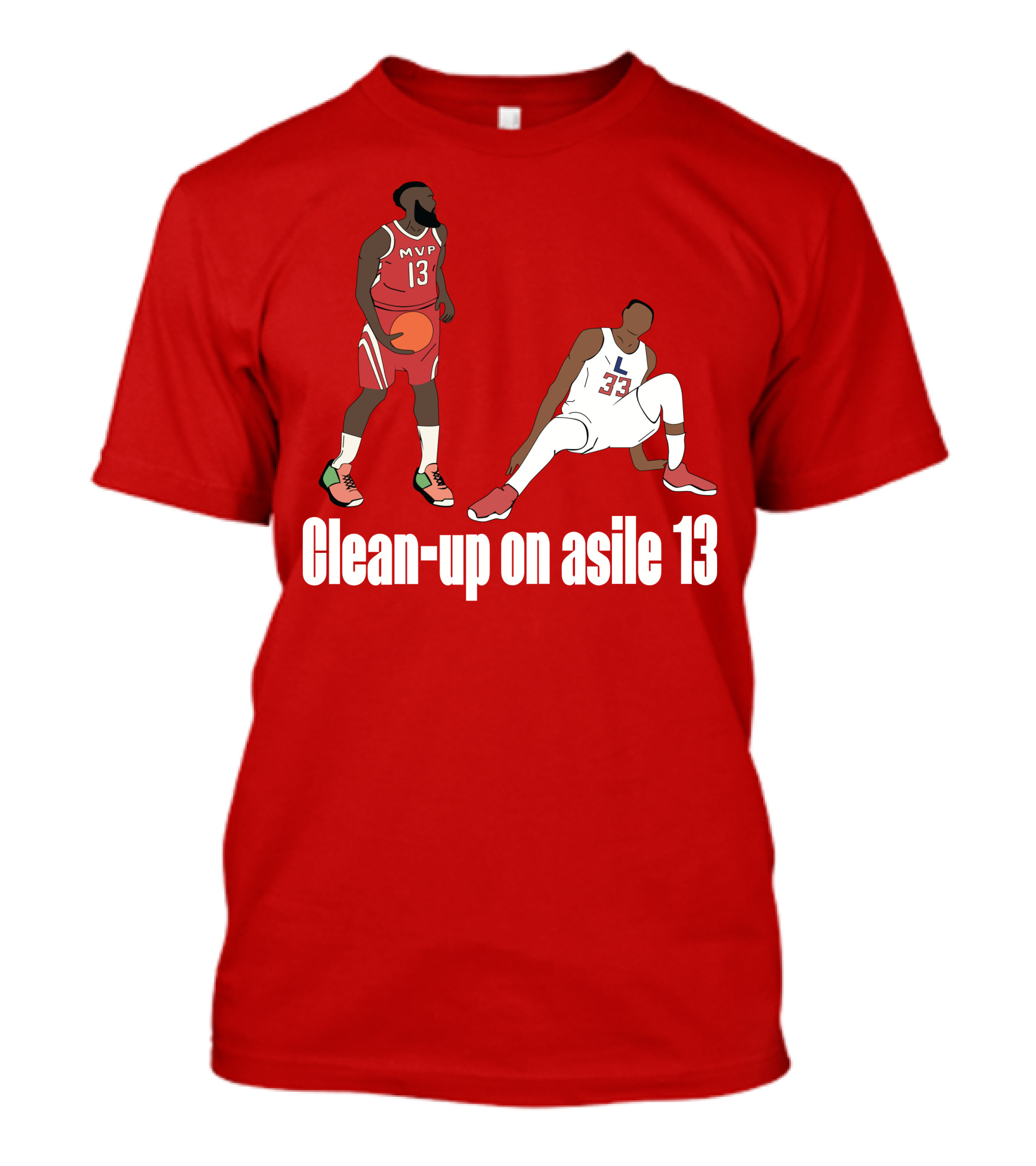 Clean-Up On Asile 13 MVP Number 13 Basketball Action Scene T-Shirt