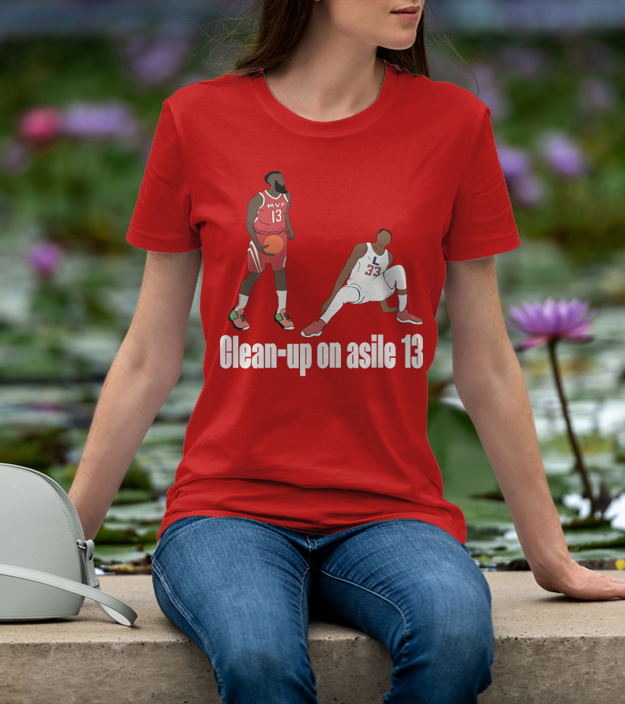 Clean-Up On Asile 13 MVP Number 13 Basketball Action Scene T-Shirt